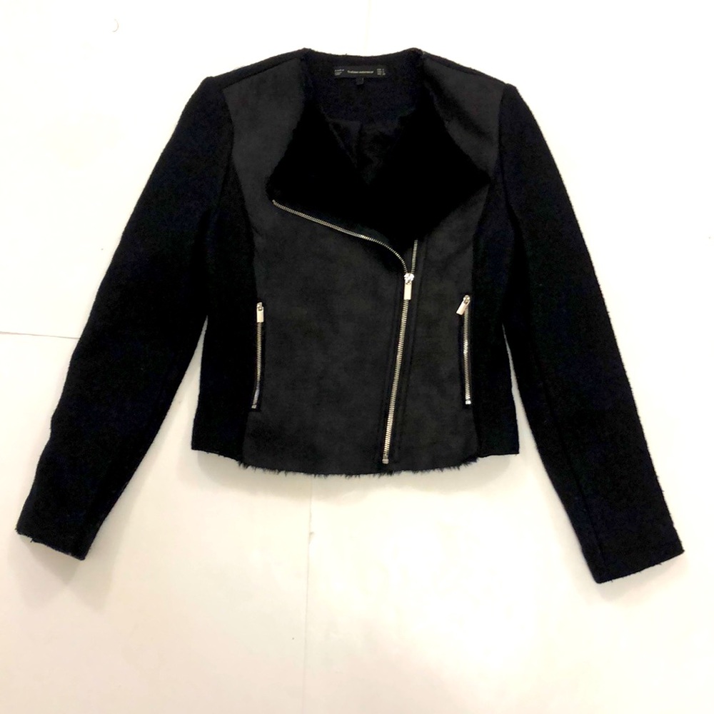 Zara Trafaluc S Jacket Black Moto 2 Zipper Pocket Closure Long Sleeve Excellent